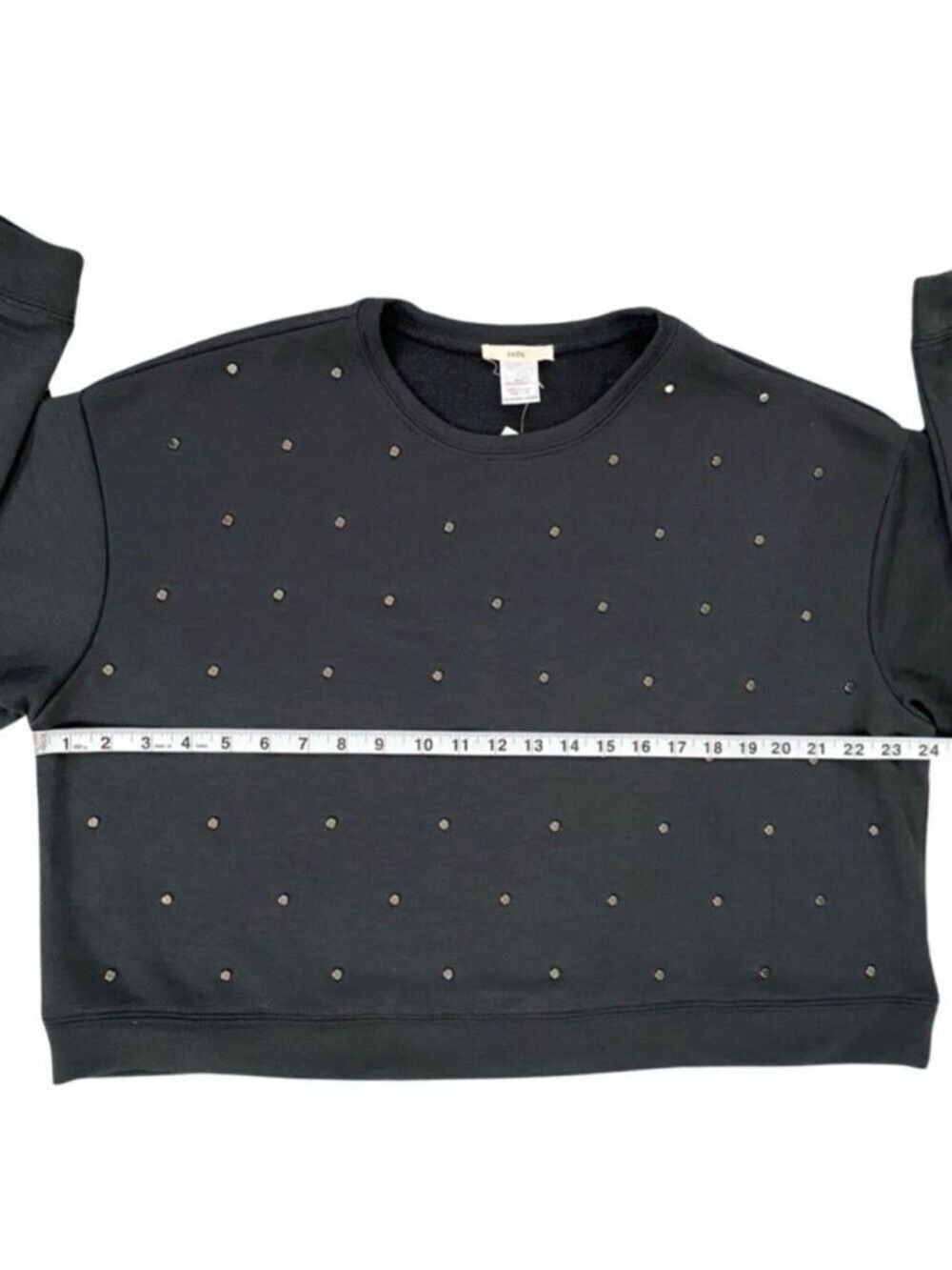 inTu Crewneck Studded Women's Large Gray Relaxed Fit Fleece Sweatshirt - Picture 10 of 13